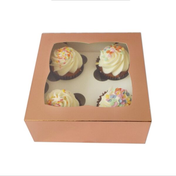 Satin  Rose Gold Cupcake box-holds 4